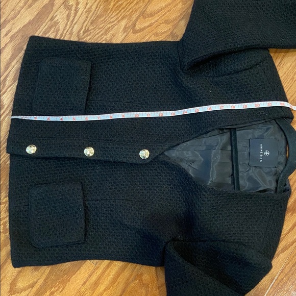 Anine Bing Anitta Woven Jacket Black Gold Button Bouclé Size M - Picture 13 of 13